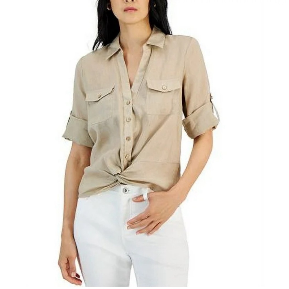 INC International Concepts Beige Button-Down Shirt
